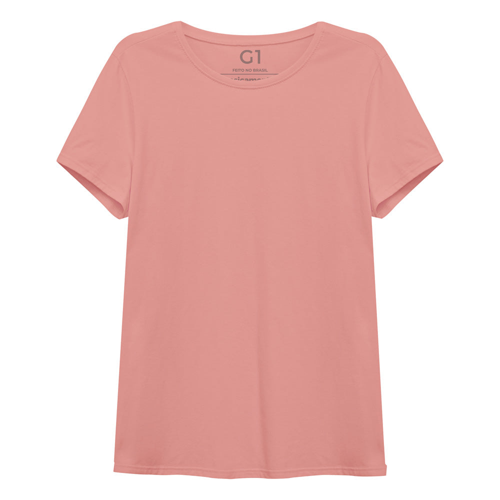 Camiseta Básica Plus Feminina - Rose