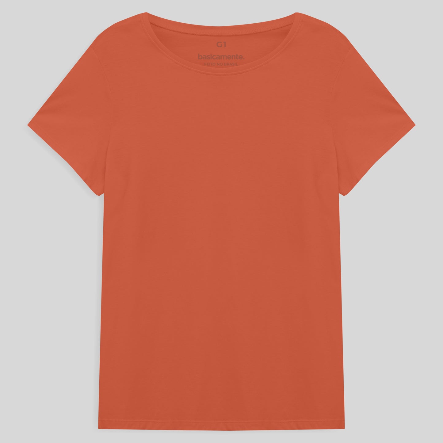 Camiseta Básica Plus Feminina - Laranja Coral