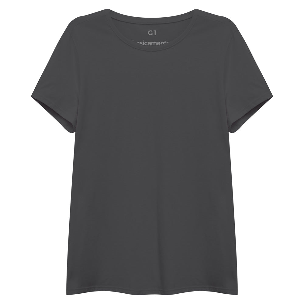 Camiseta Básica Plus Feminina - Chumbo
