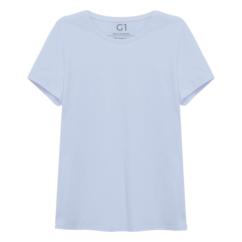 Camiseta Básica Plus Feminina - Azul Capri