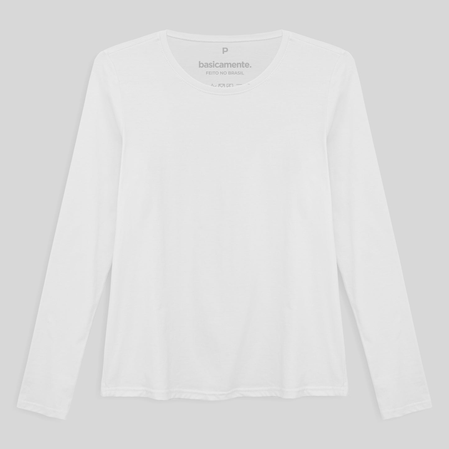 Camiseta Básica Manga Longa Feminina - Branco