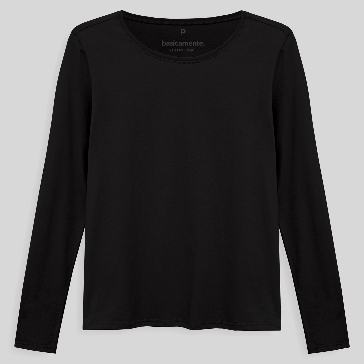 Camiseta Básica Manga Longa Feminina - Preto