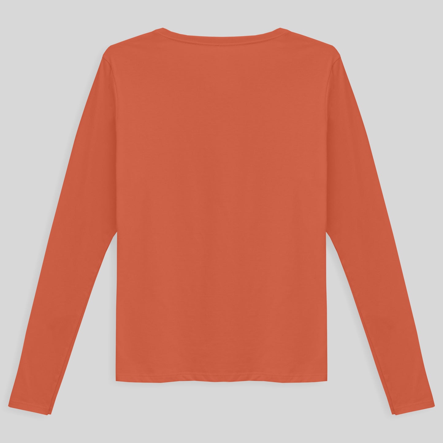Camiseta Básica Manga Longa Gola V Feminina - Laranja Coral