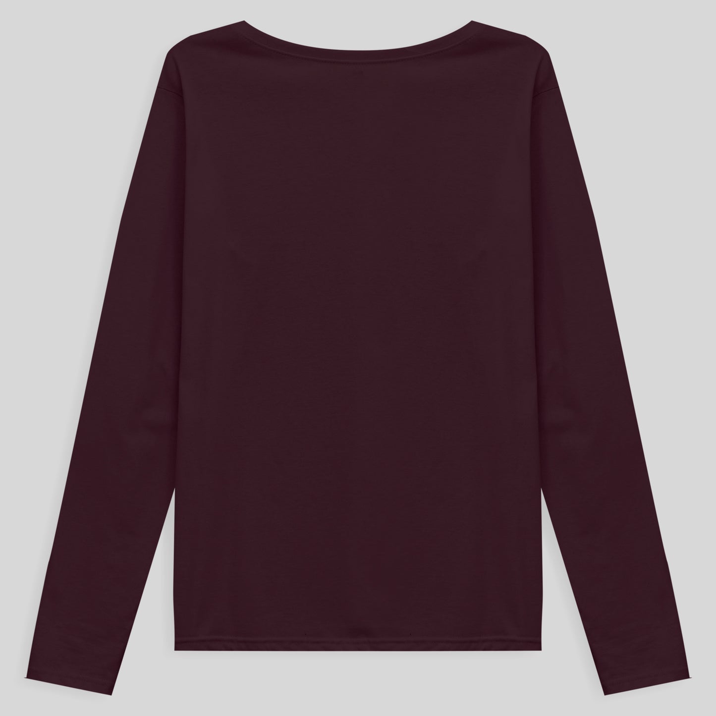 Camiseta Babylook Algodão Premium Manga Longa Gola V Plus Feminina - Vermelho Vinho