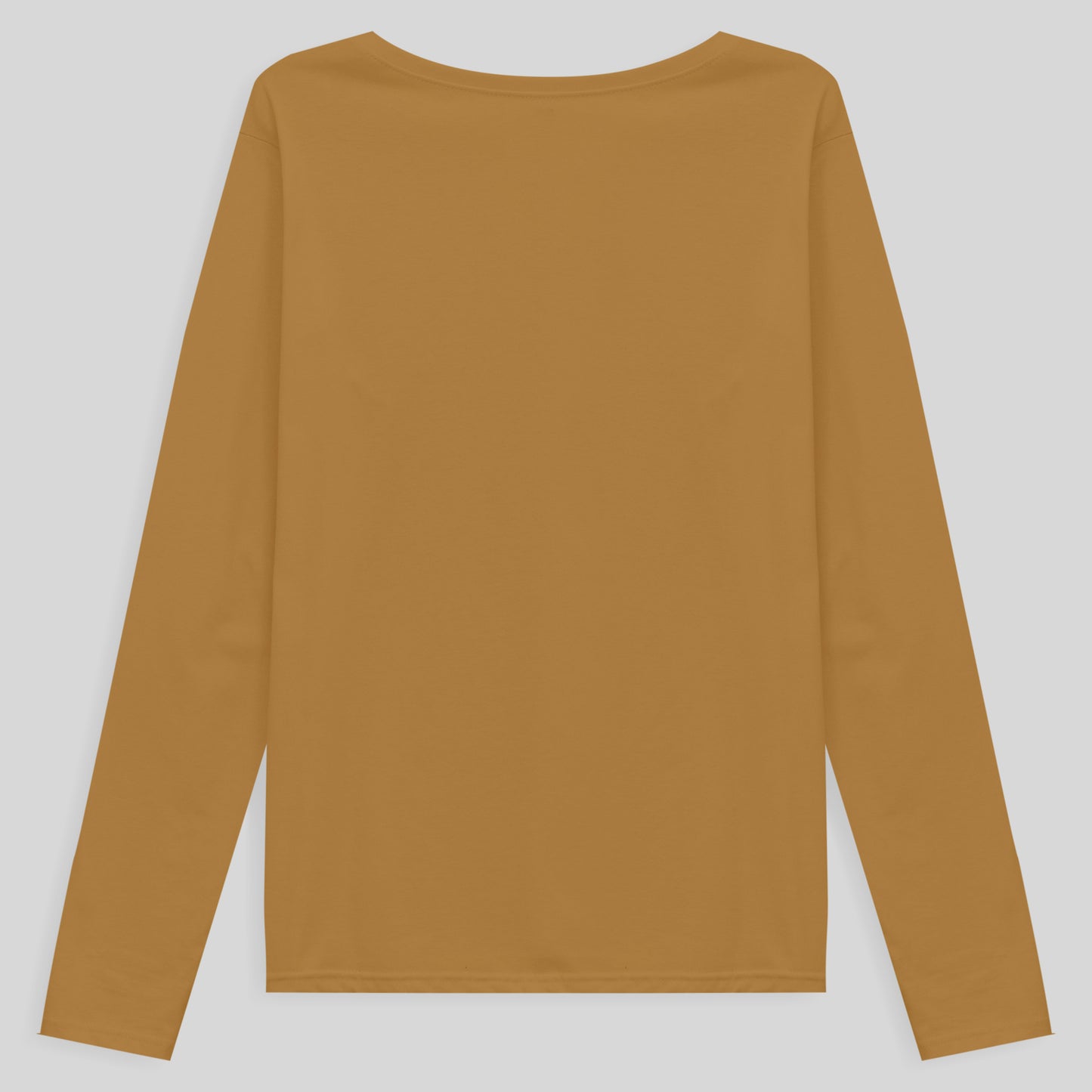 Camiseta Babylook Algodão Premium Manga Longa Gola V Plus Feminina - Ocre