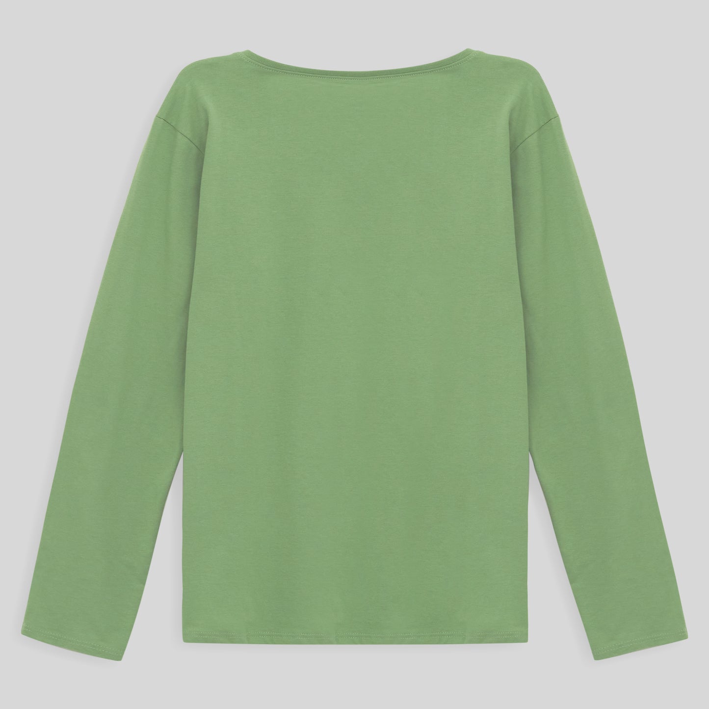 Camiseta Babylook Algodão Premium Manga Longa Gola V Plus Feminina - Verde Jade