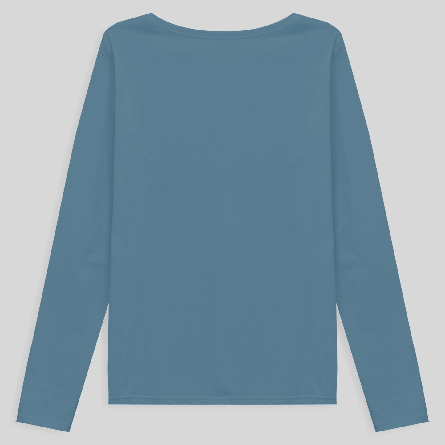 Camiseta Babylook Algodão Premium Manga Longa Gola V Plus Feminina - Azul Celeste