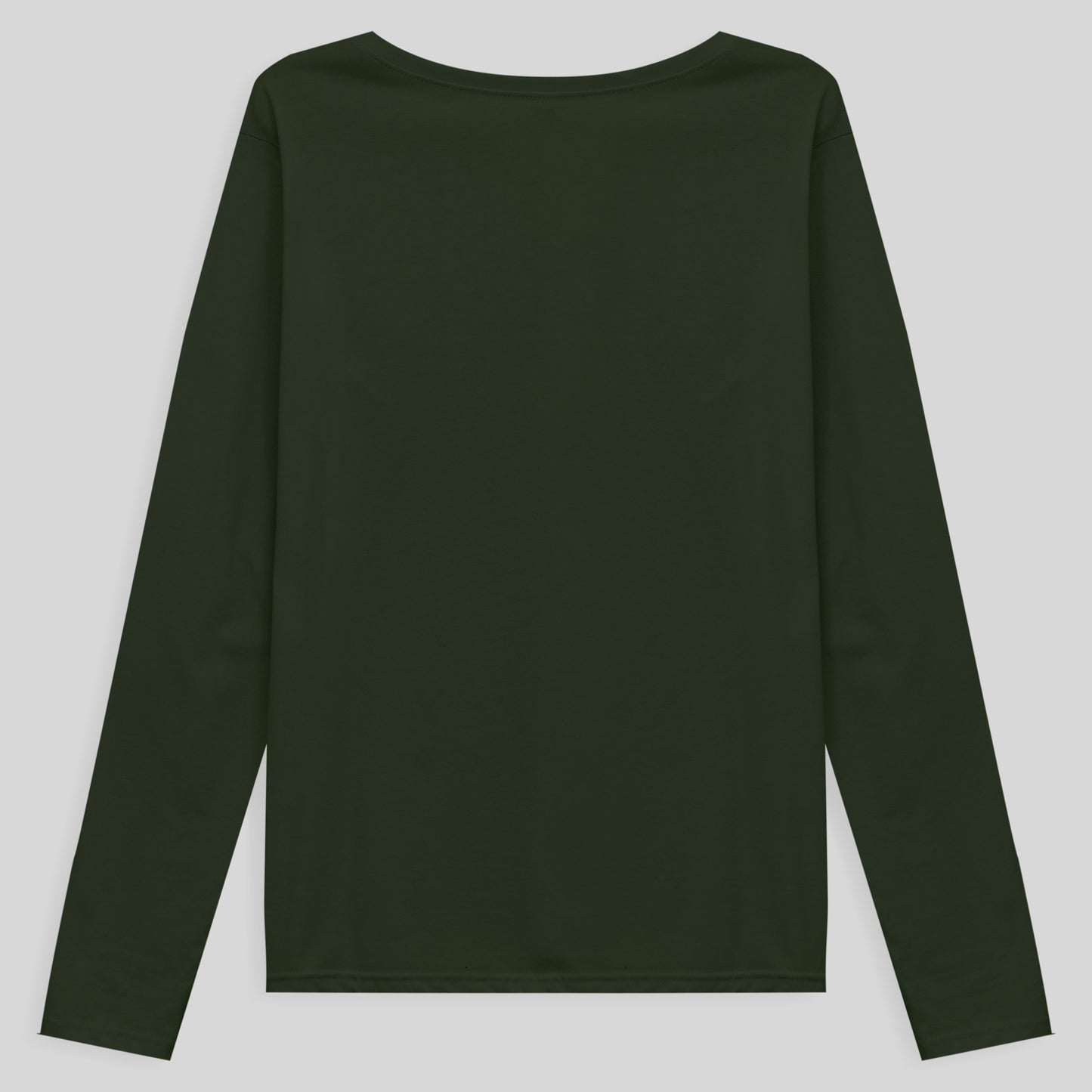 Camiseta Babylook Algodão Premium Manga Longa Gola V Plus Feminina - Verde Selva