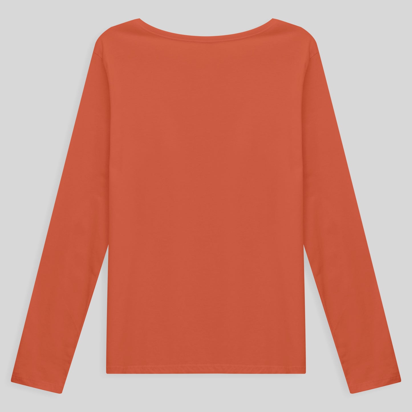 Camiseta Básica Manga Longa Plus Feminina - Laranja Coral