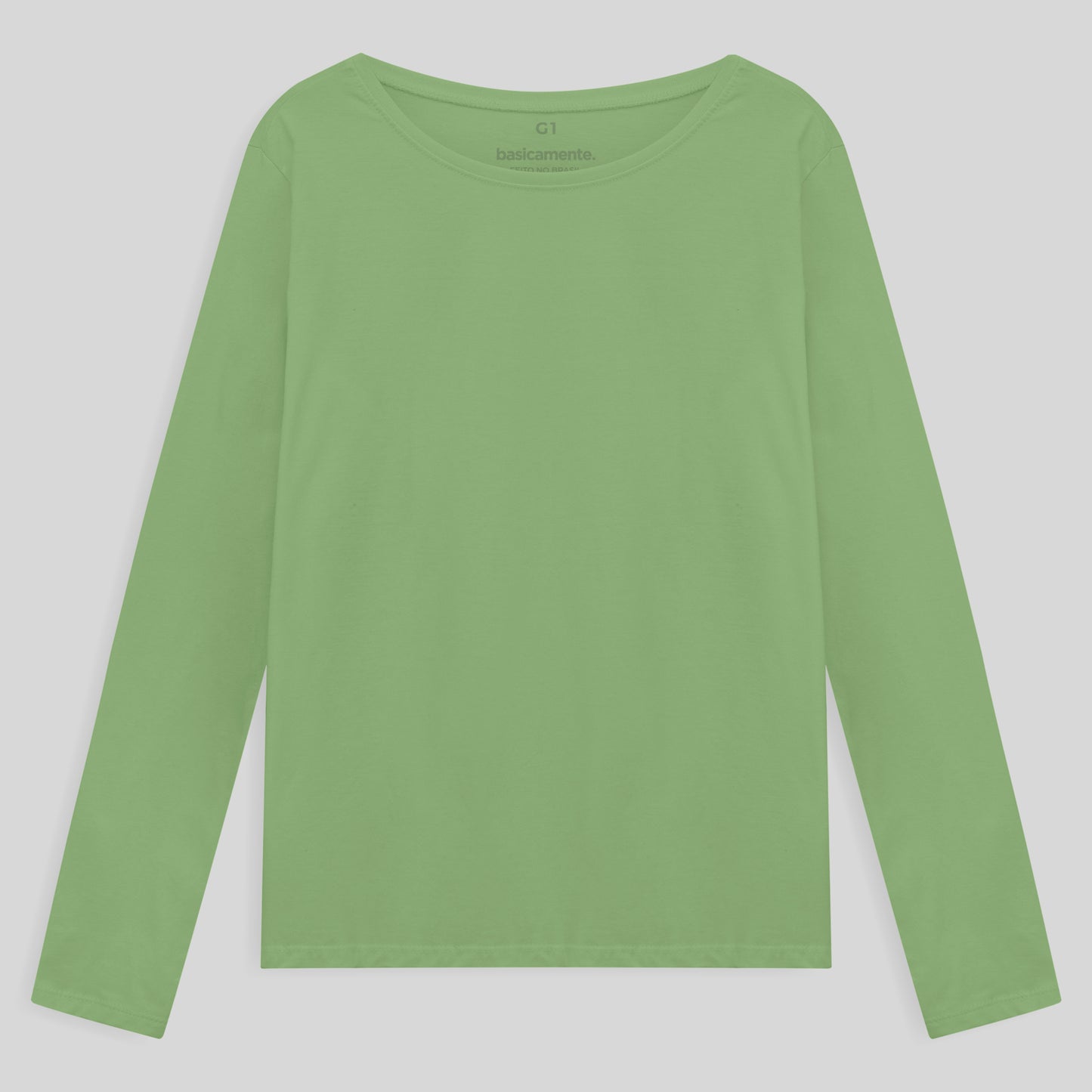 Camiseta Básica Manga Longa Plus Feminina - Verde Jade
