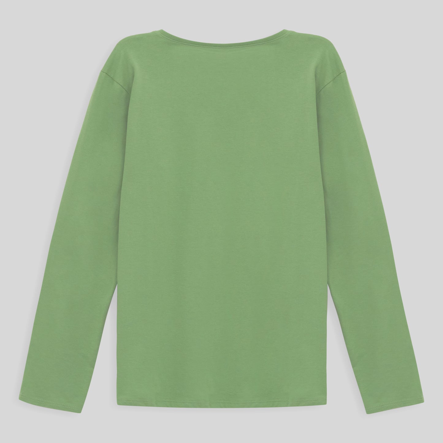 Camiseta Básica Manga Longa Plus Feminina - Verde Jade