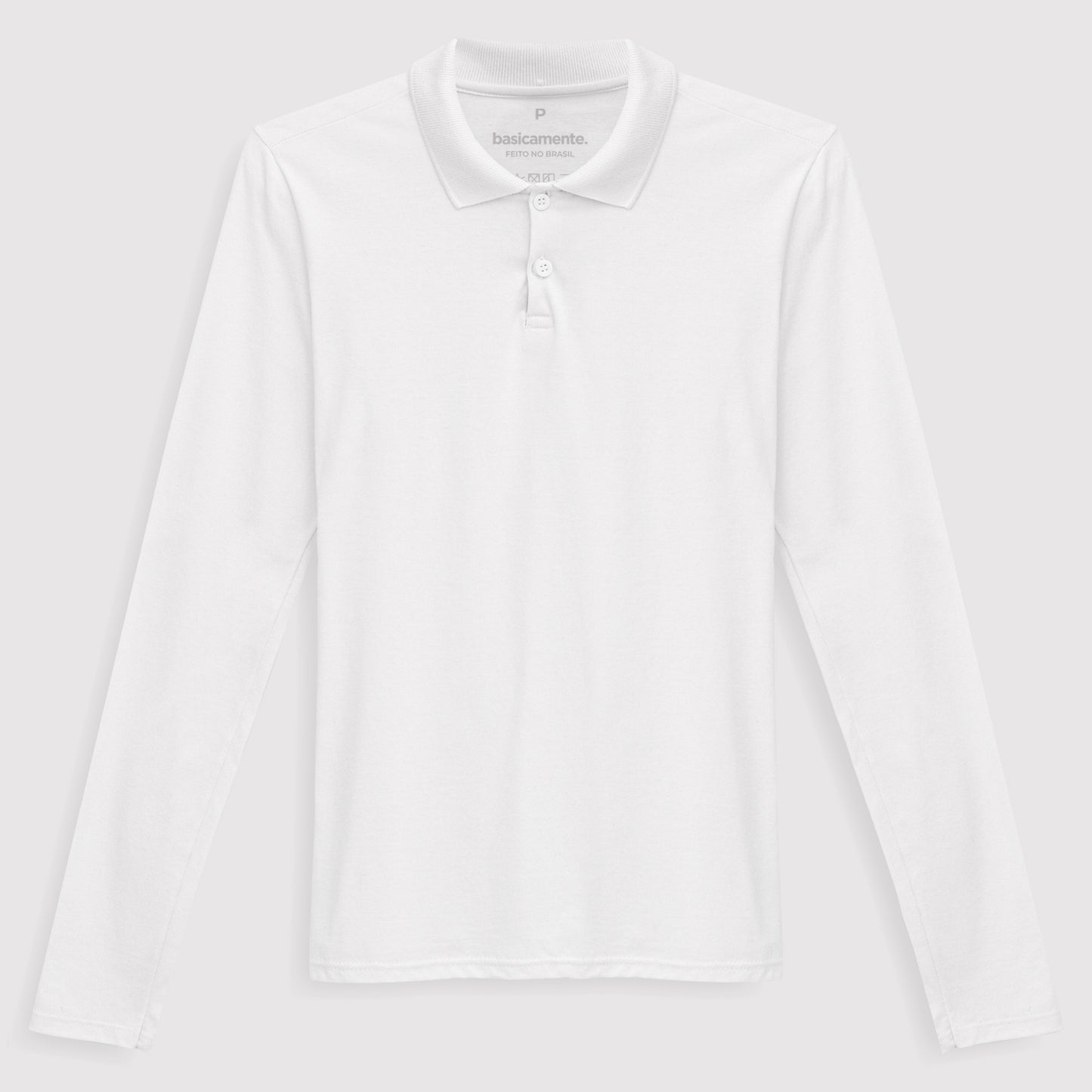 Camisa Polo Manga Longa Feminina - Branco