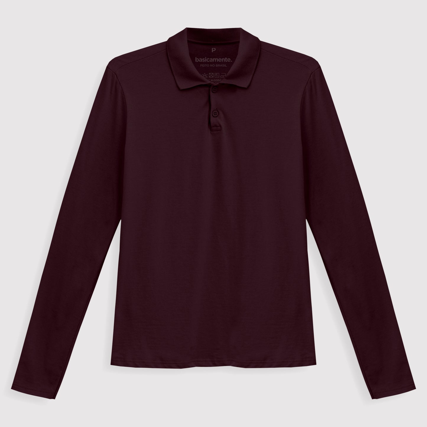 Camisa Polo Manga Longa Feminina - Vermelho Vinho