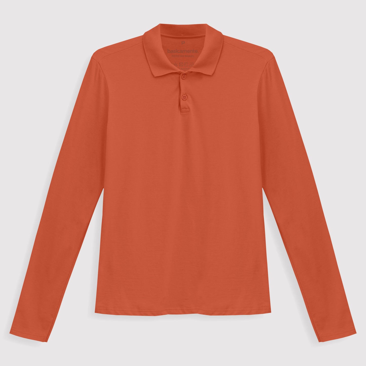 Camisa Polo Manga Longa Feminina - Laranja Coral