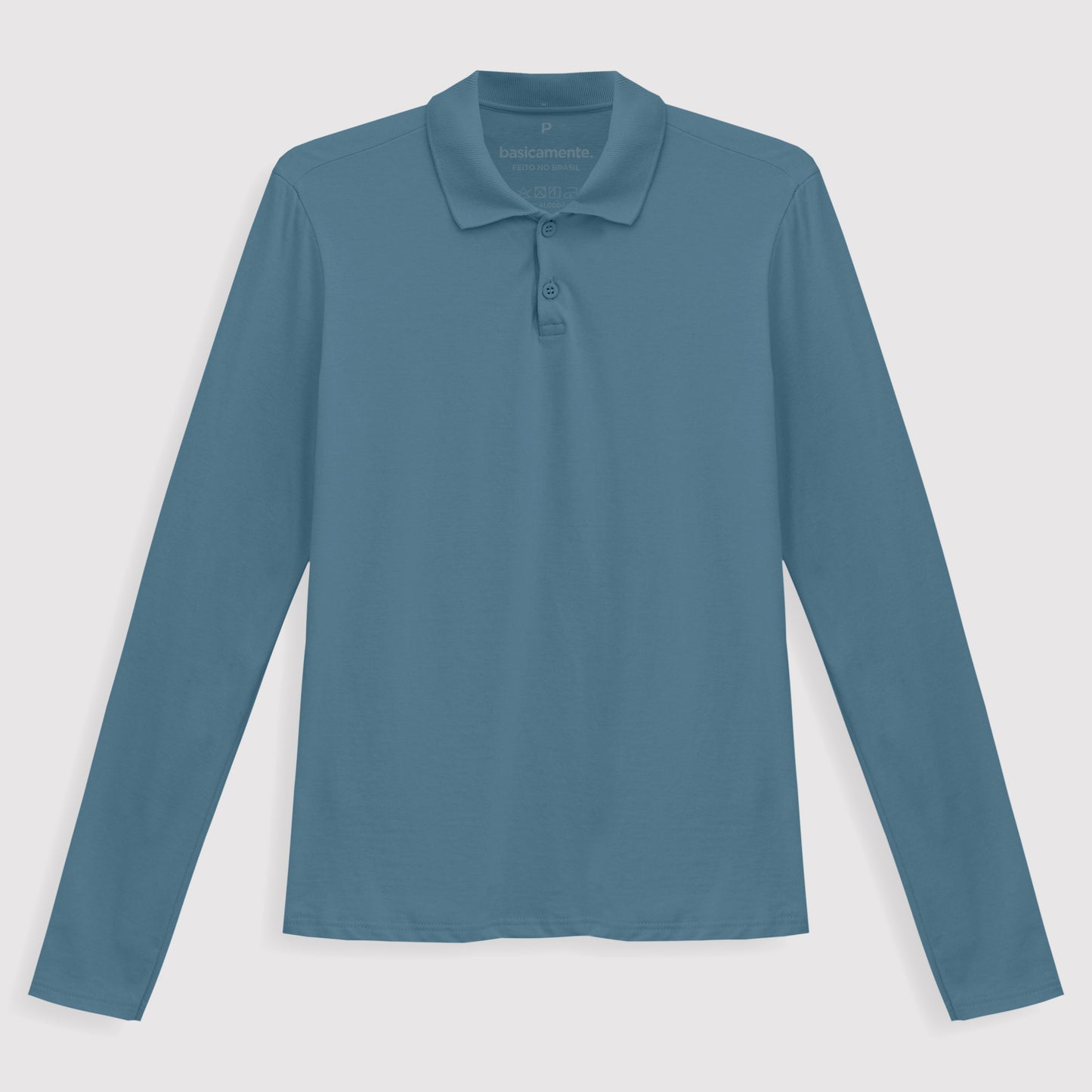 Camisa Polo Manga Longa Feminina - Azul Celeste
