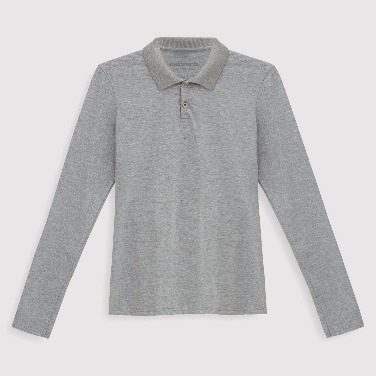 Camisa Polo Manga Longa Feminina - Mescla Claro
