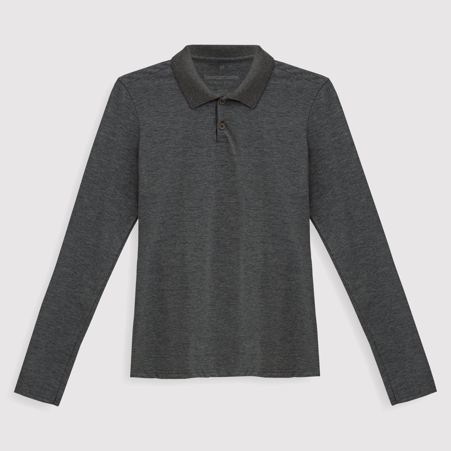 Camisa Polo Manga Longa Feminina - Mescla Escuro