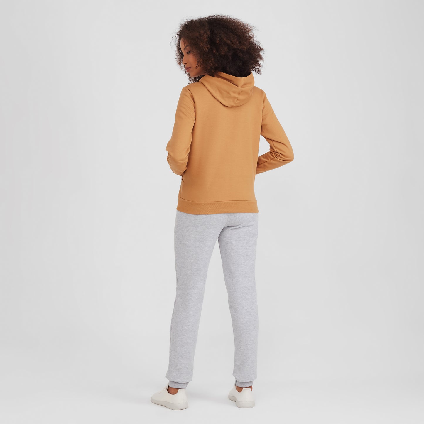 Blusão Moletom Flanelado Capuz Feminino - Ocre