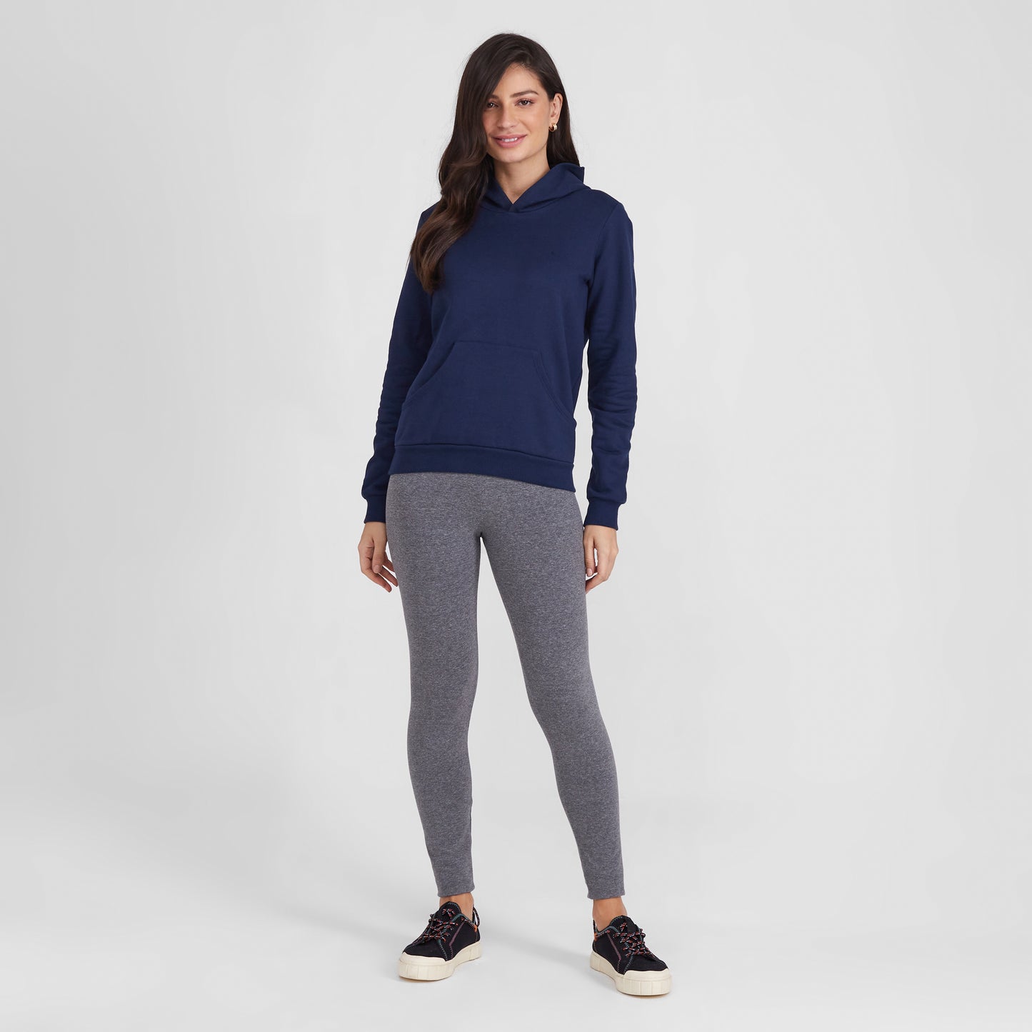 Blusão Moletom Flanelado Capuz Feminino - Azul Marinho