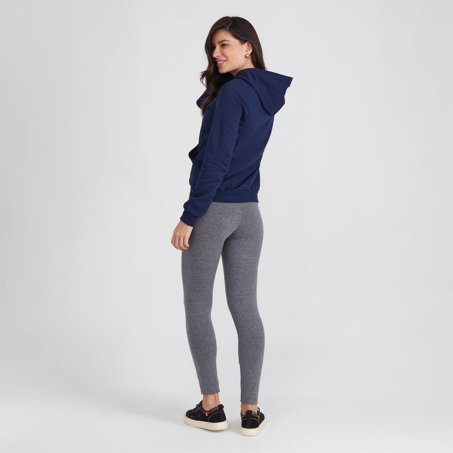 Blusão Moletom Flanelado Capuz Feminino - Azul Marinho