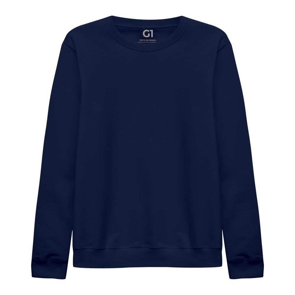 Blusão Moletom Flanelado Plus Feminino - Azul Marinho