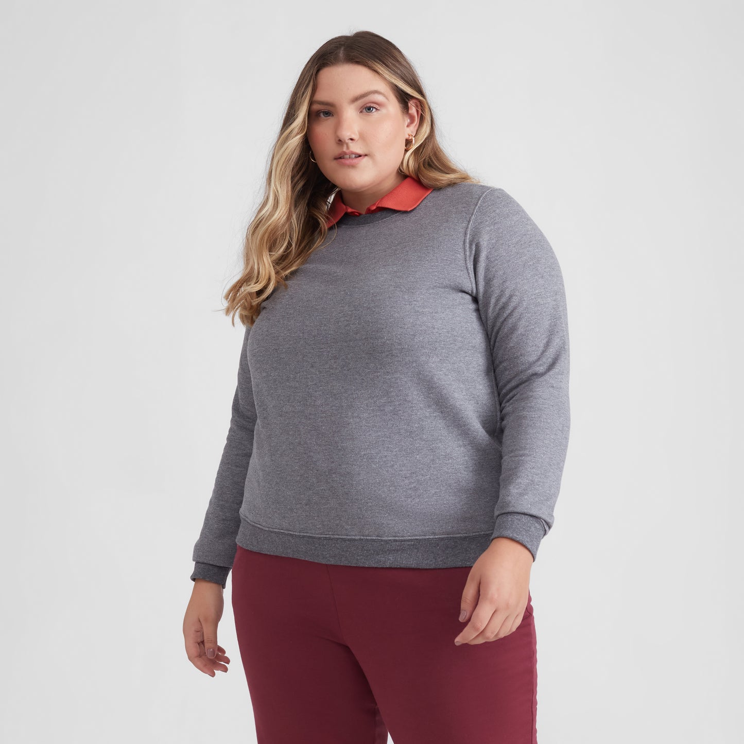 Blusão Moletom Flanelado Plus Feminino - Mescla Escuro