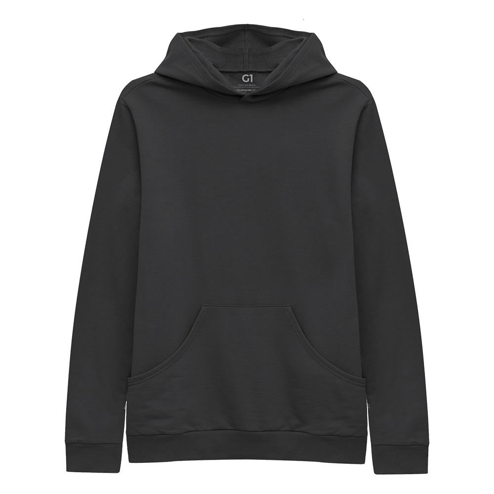 Blusão Moletom Flanelado Capuz Plus Feminino - Cinza Ardósia