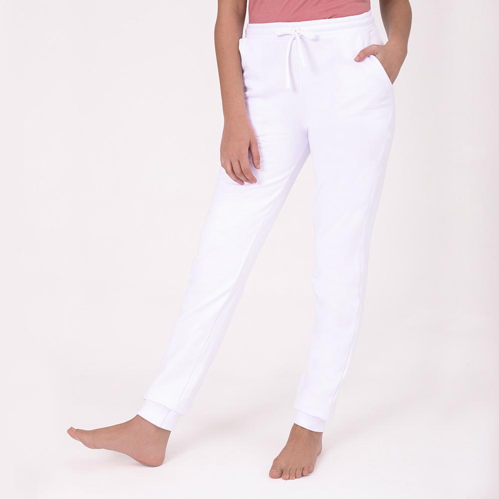 Calça Jogger Moletom Flanelado Feminina - Branco