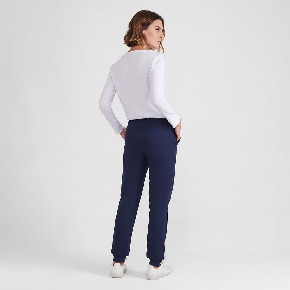 Calça Jogger Moletom Flanelado Feminina - Azul Marinho