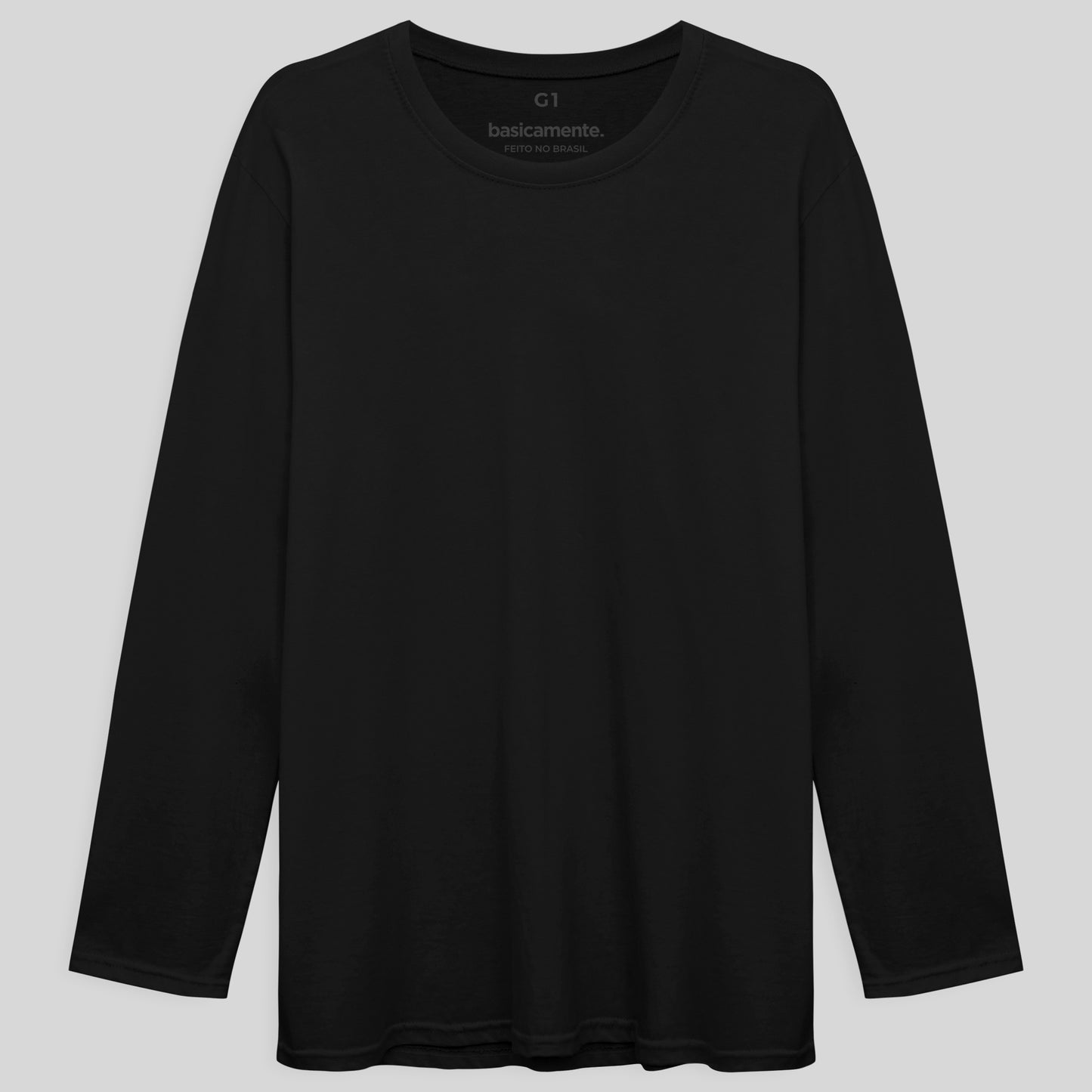 Camiseta Básica Manga Longa Plus Masculina - Preto