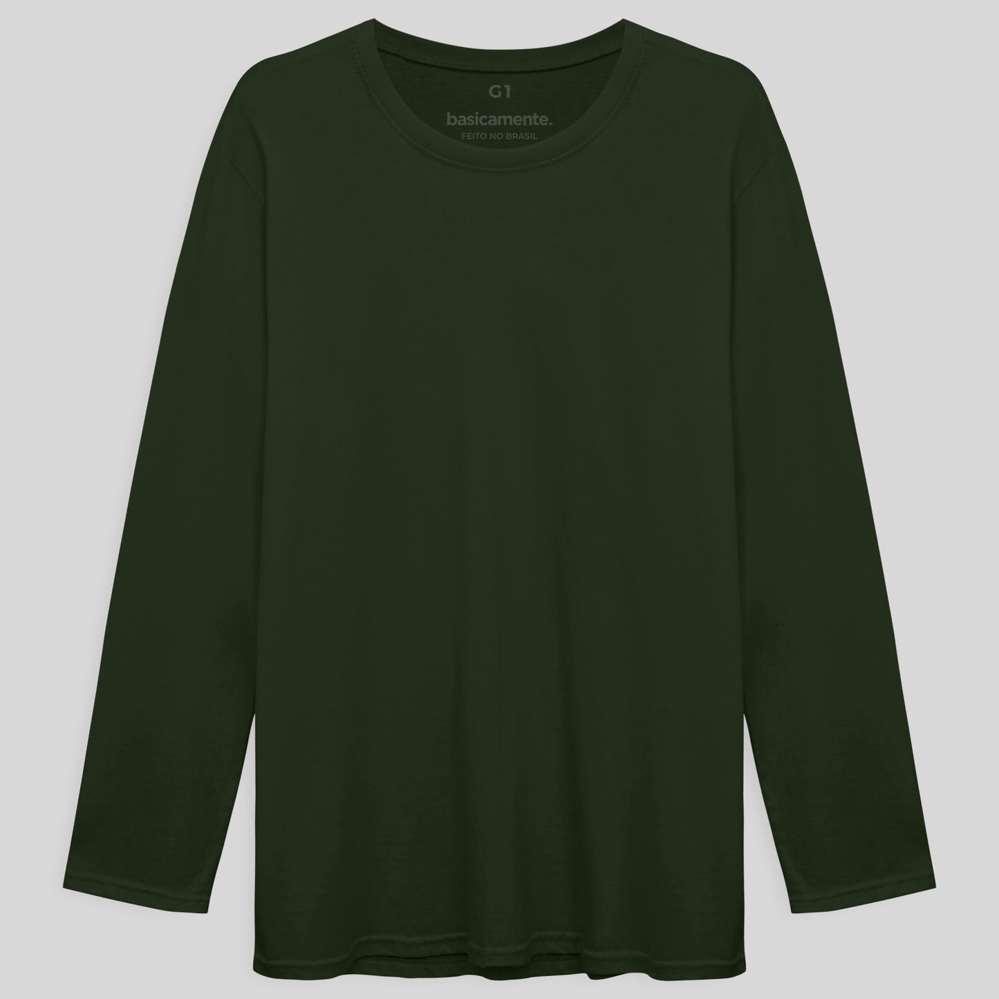 Camiseta Básica Manga Longa Plus Masculina - Verde Selva