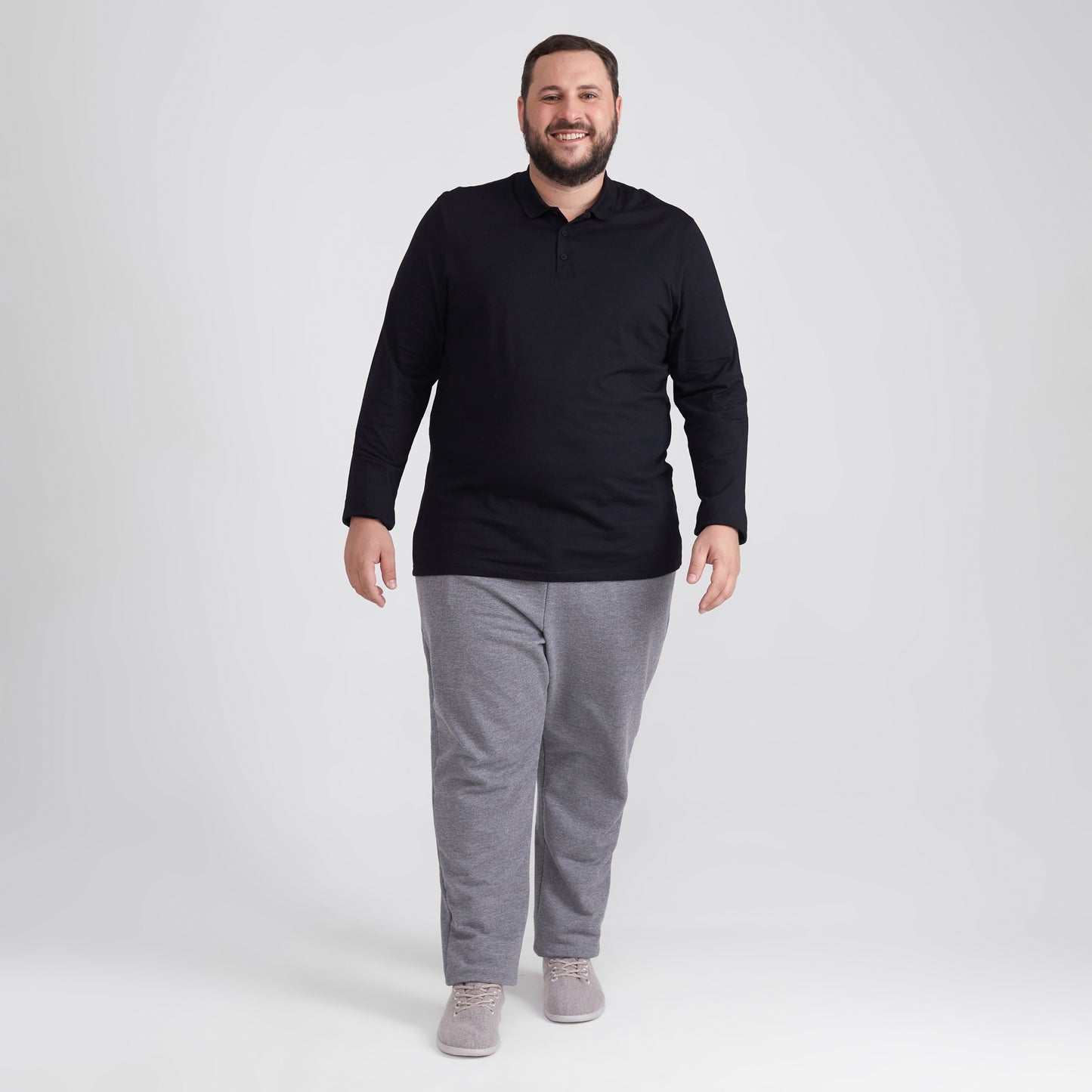 Camisa Polo Ml Plus Masculina - Preto