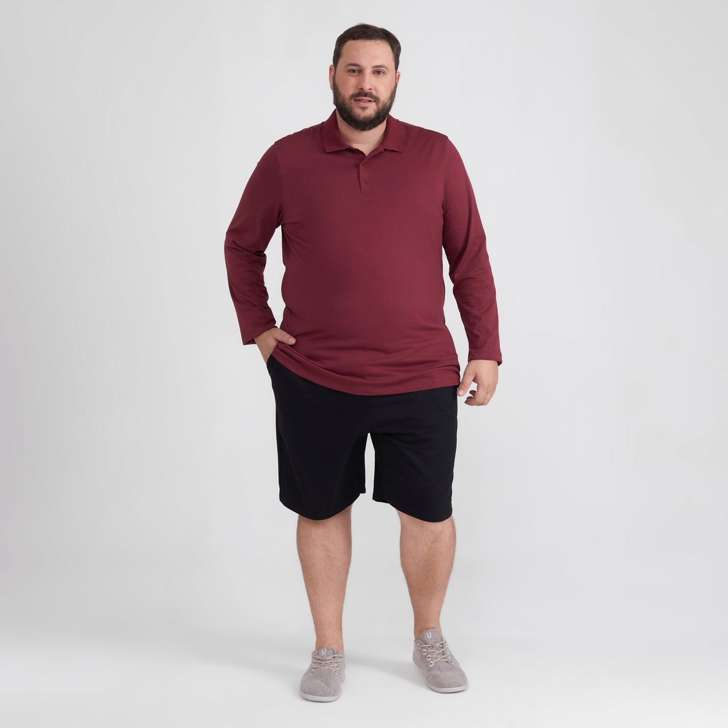 Camisa Polo Ml Plus Masculina - Vermelho Vinho