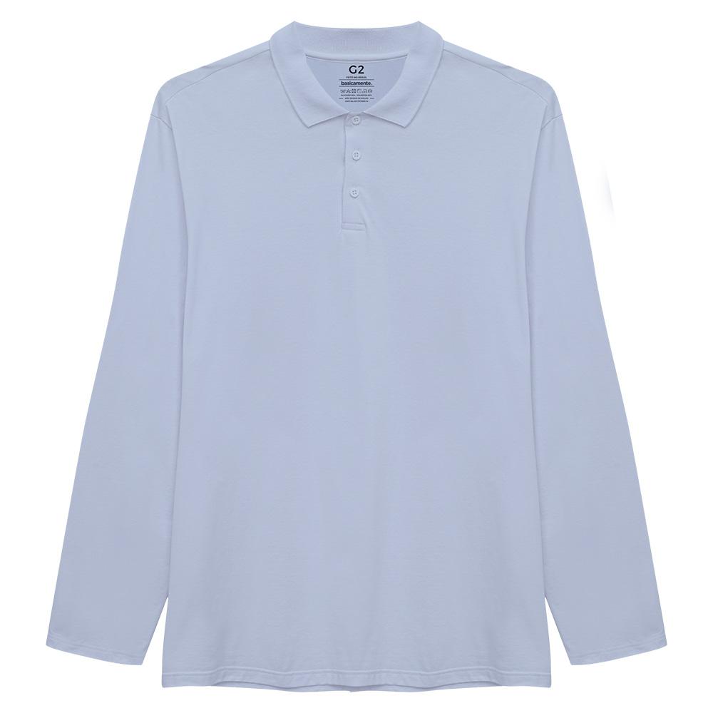 Camisa Polo Ml Plus Masculina - Azul Capri