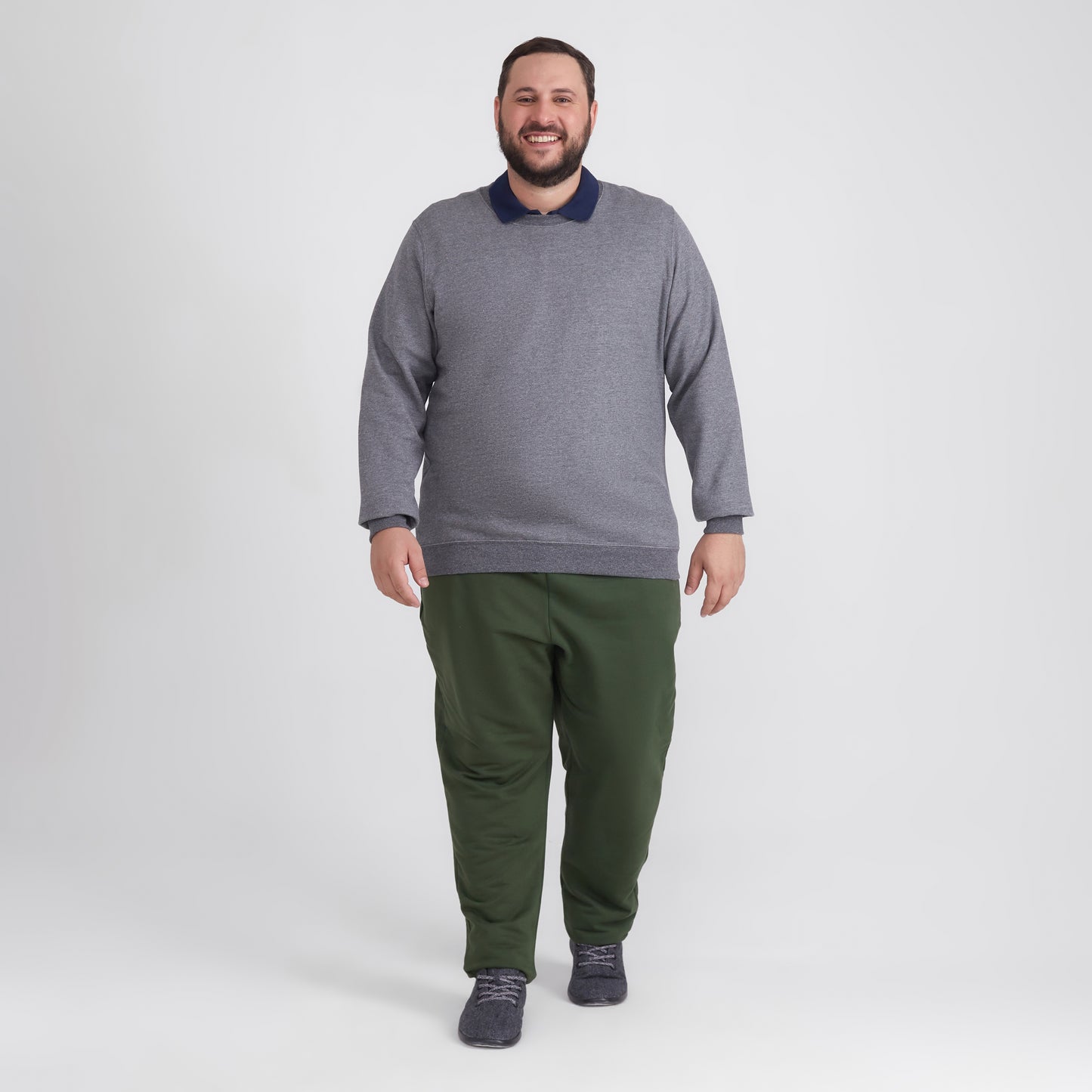 Blusão Moletom Flanelado Plus Masculino - Mescla Escuro