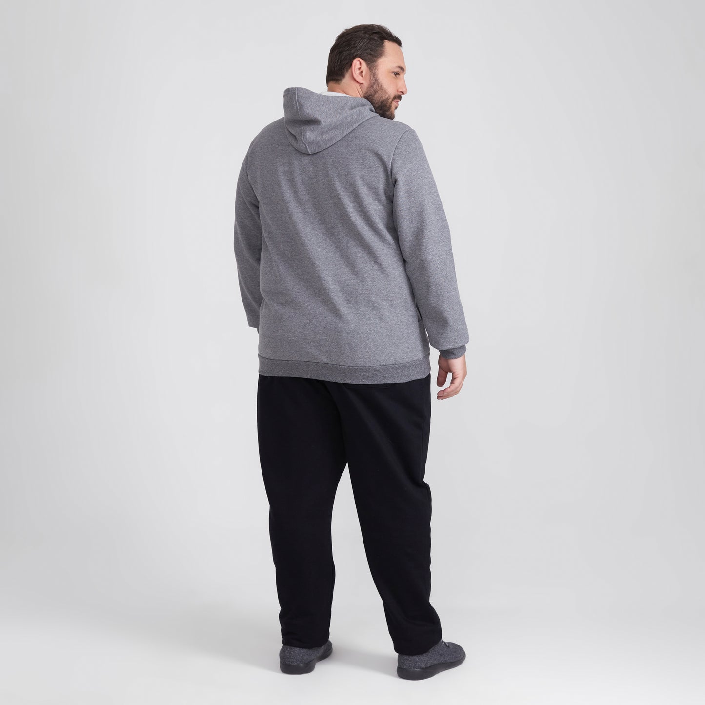 Blusão Moletom Flanelado Capuz Plus Masculino - Mescla Escuro