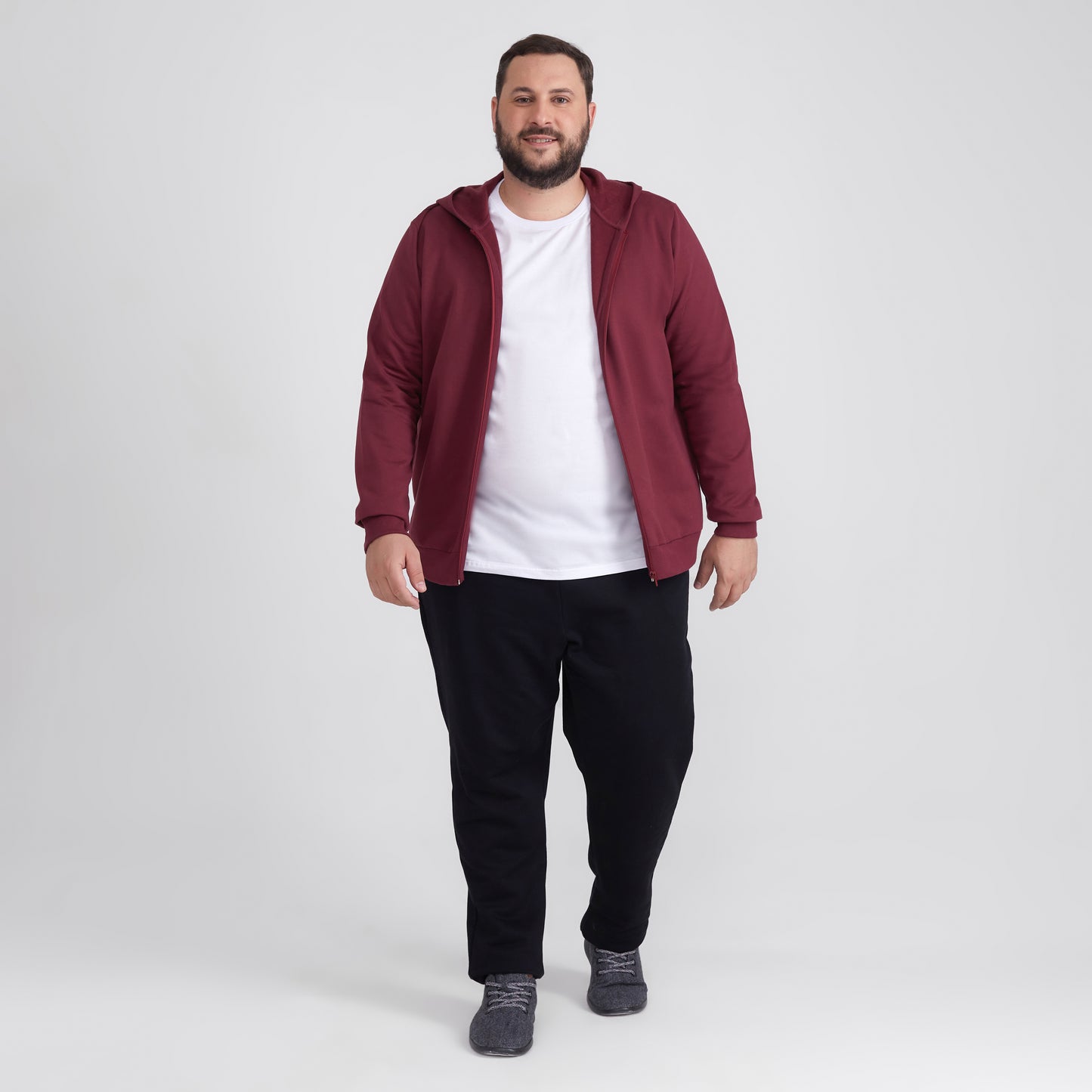 Jaqueta Moletom Flanelado Plus Masculina - Vermelho Vinho