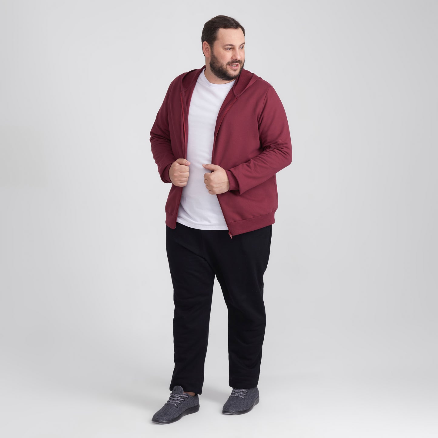 Jaqueta Moletom Flanelado Plus Masculina - Vermelho Vinho