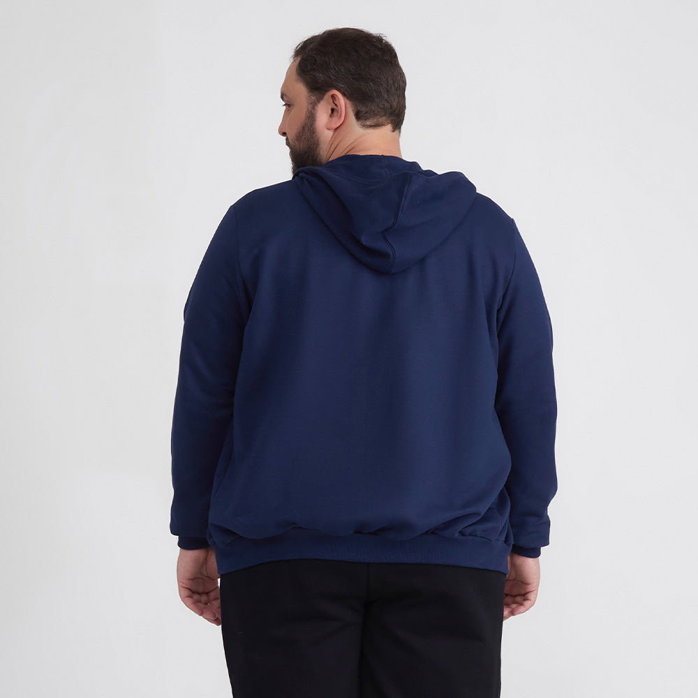 Jaqueta Moletom Flanelado Plus Masculina - Azul Marinho