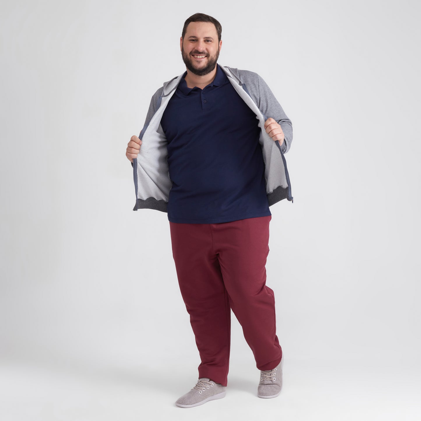 Jaqueta Moletom Flanelado Plus Masculina - Mescla Escuro