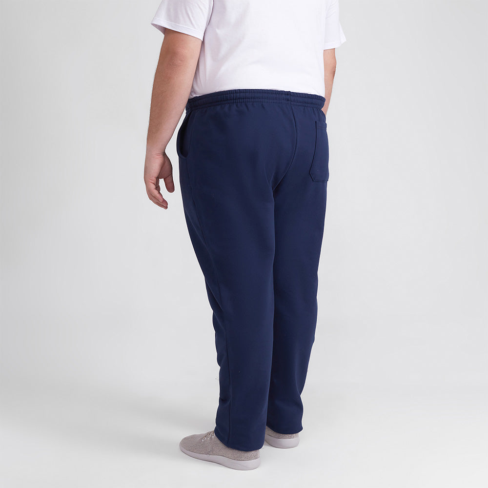 Calça Reta Moletom Flanelado Plus Masculina - Azul Marinho