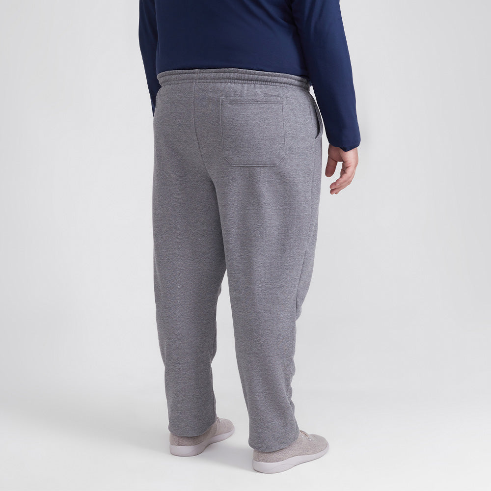 Calça Reta Moletom Flanelado Plus Masculina - Mescla Escuro