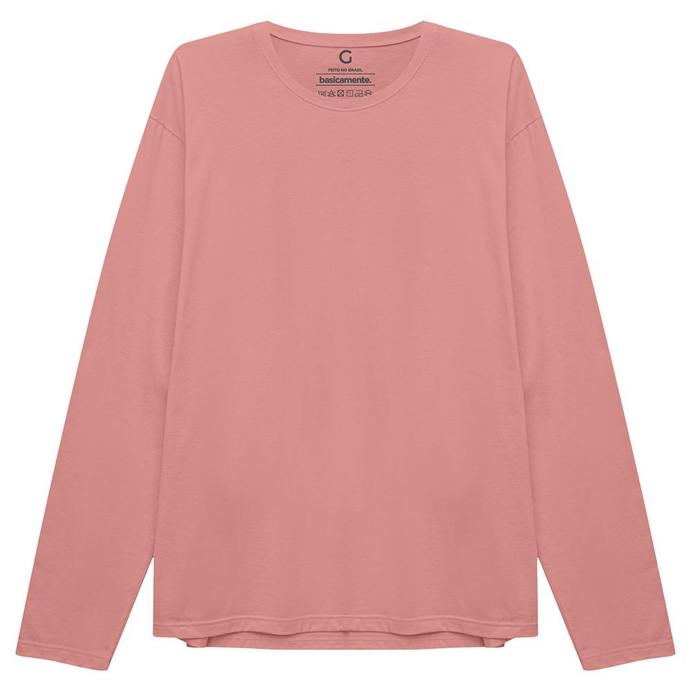 Camiseta Básica Manga Longa Masculina - Rose