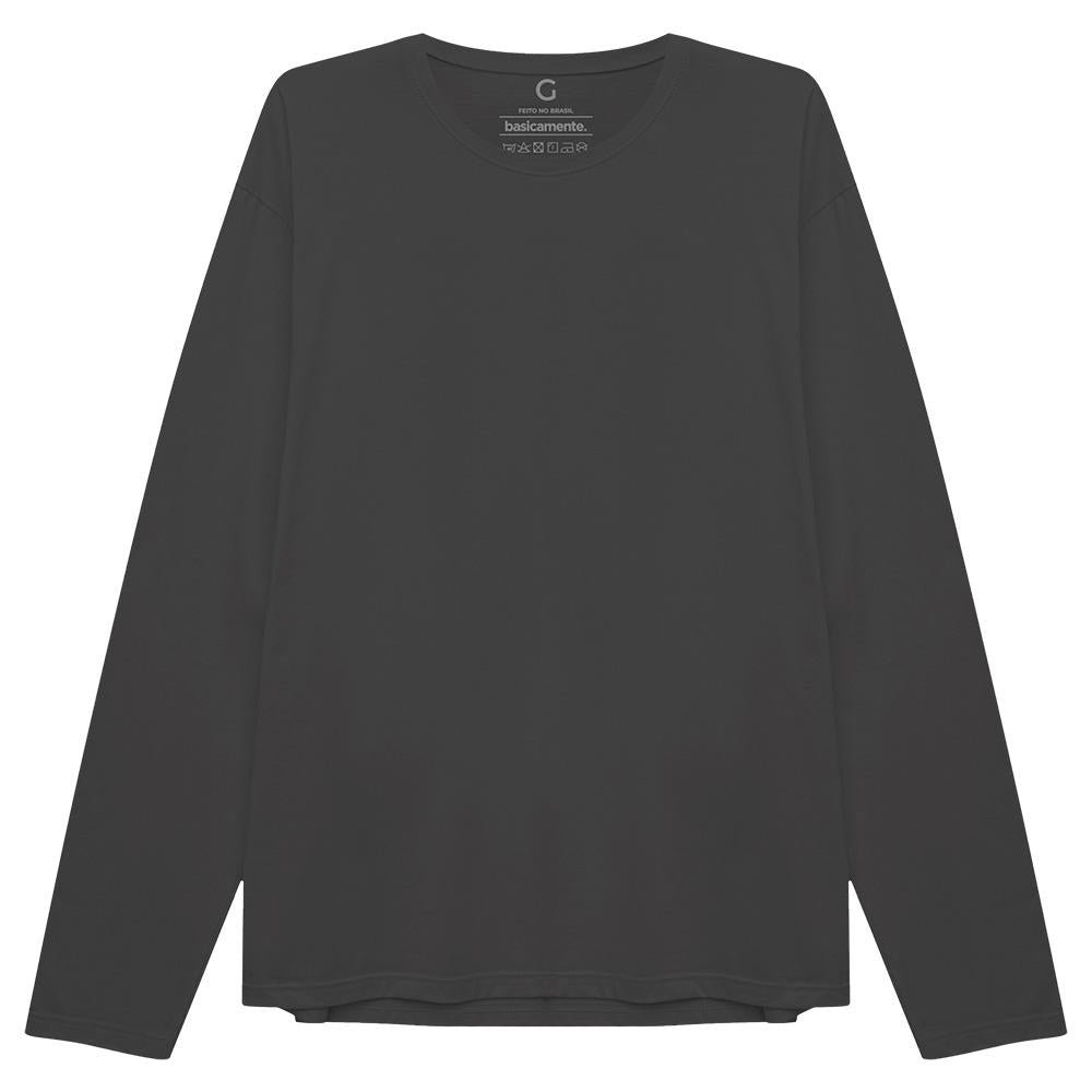 Camiseta Básica Manga Longa Masculina - Cinza Ardósia