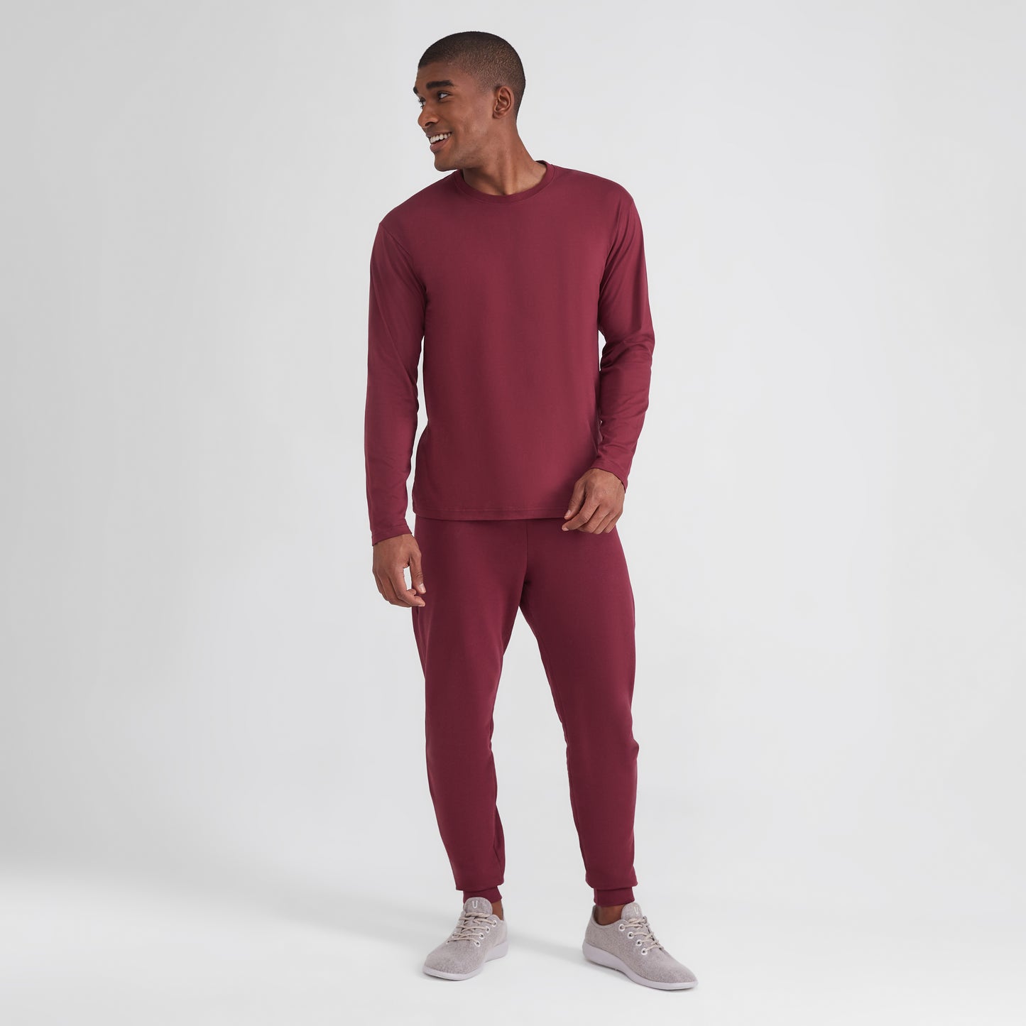 Camiseta Básica Manga Longa Masculina - Vermelho Vinho