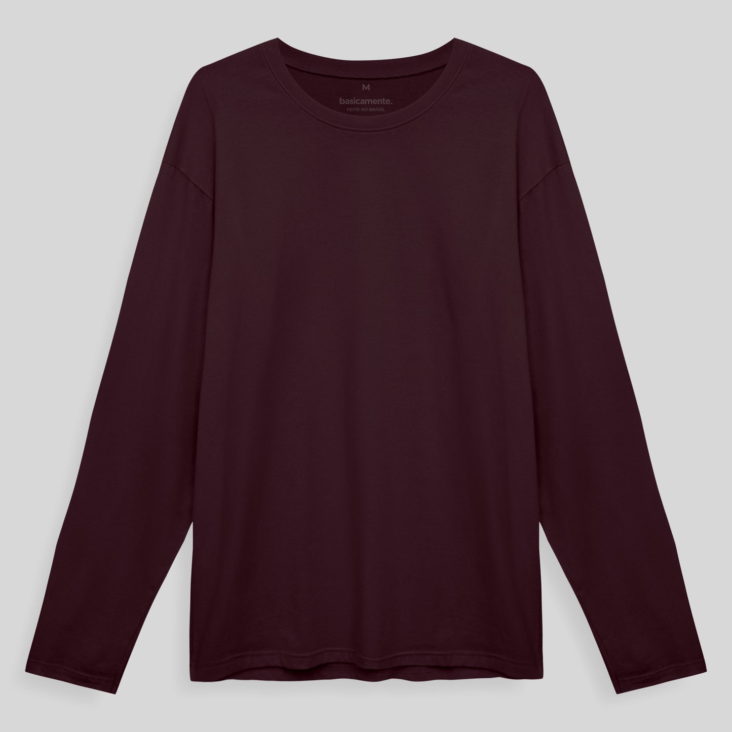 Camiseta Básica Manga Longa Masculina - Vermelho Vinho