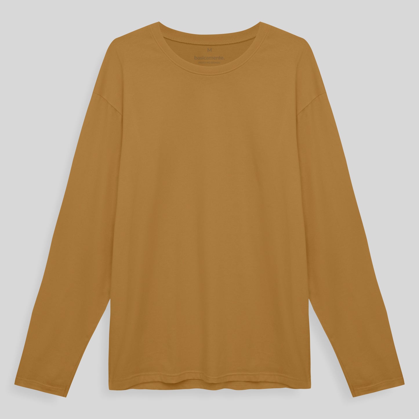 Camiseta Básica Manga Longa Masculina - Ocre