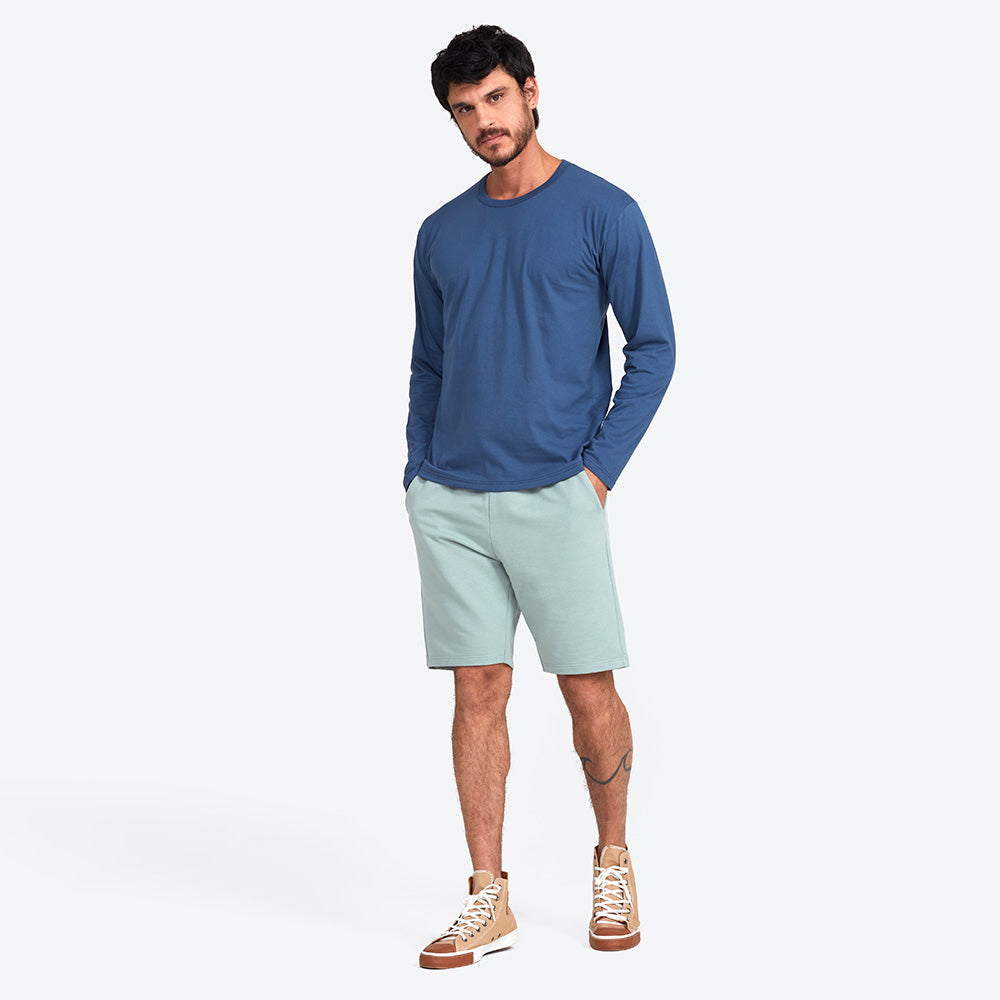Camiseta Básica Manga Longa Masculina - Azul Indigo