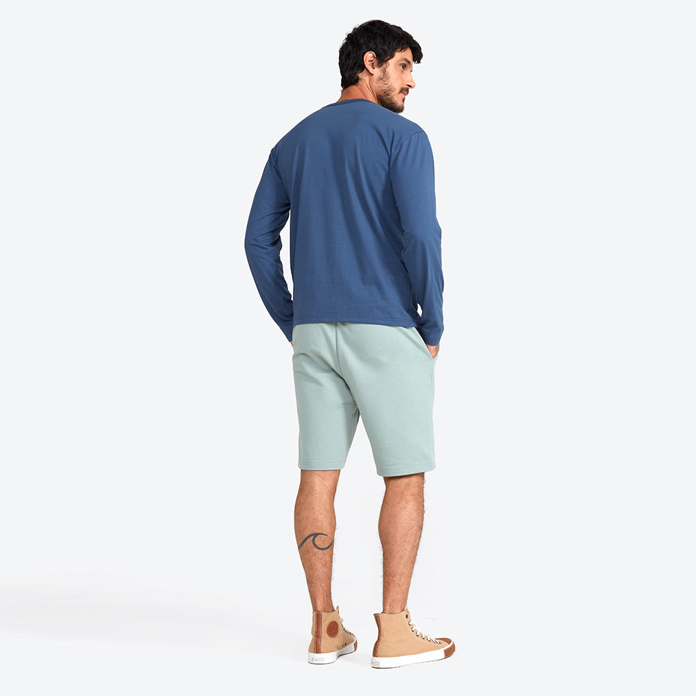 Camiseta Básica Manga Longa Masculina - Azul Indigo