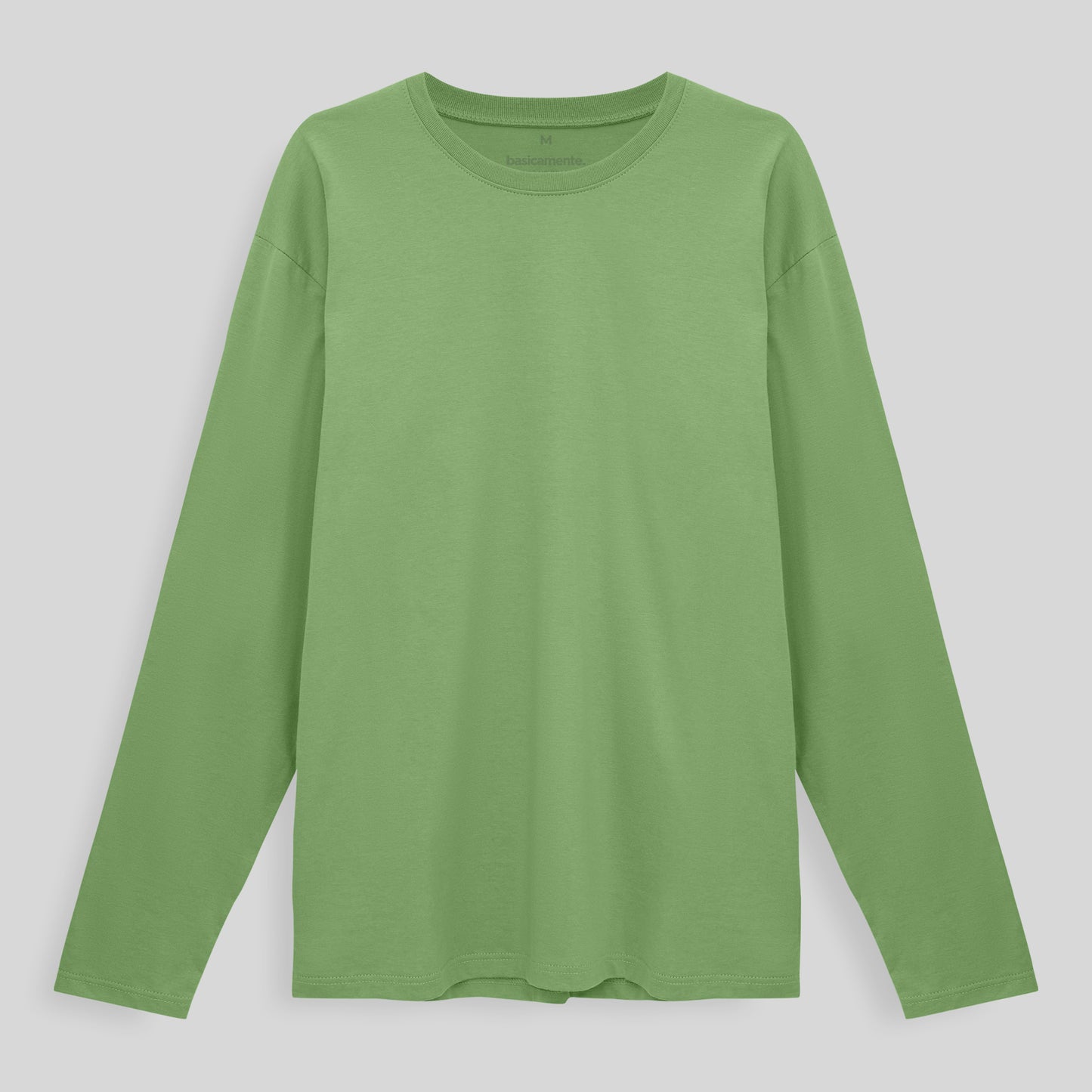 Camiseta Básica Manga Longa Masculina - Verde Jade